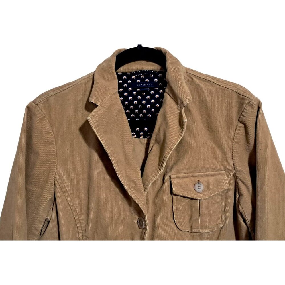 Y2K Lands End Corduroy Blazer Womens Size 12 Tan Jacket - Picture 5 of 13